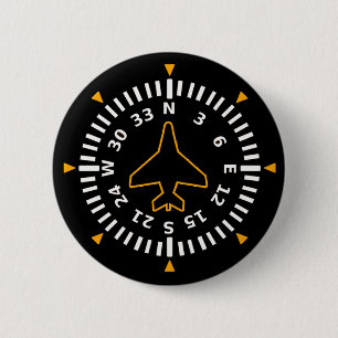 Aircraft Compass Flight Instrument 6 Cm Round Badge