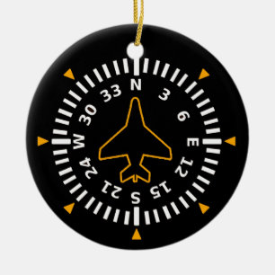 Aircraft Compass Flight Instrument Ceramic Tree Decoration