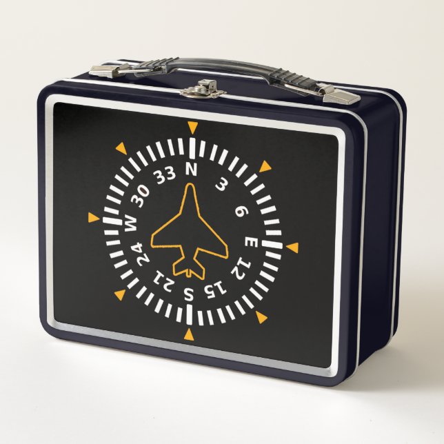 Aircraft Compass Flight Instrument Metal Lunch Box (Front)