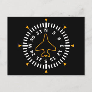Aircraft Compass Flight Instrument Postcard