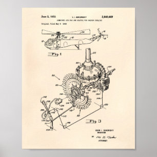 Aircraft Engine 1953 Patent Art Old Peper Poster