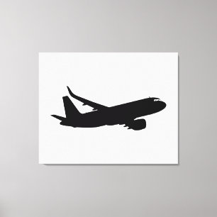 Aircraft Jet Liner Black Silhouette to customise Canvas Print
