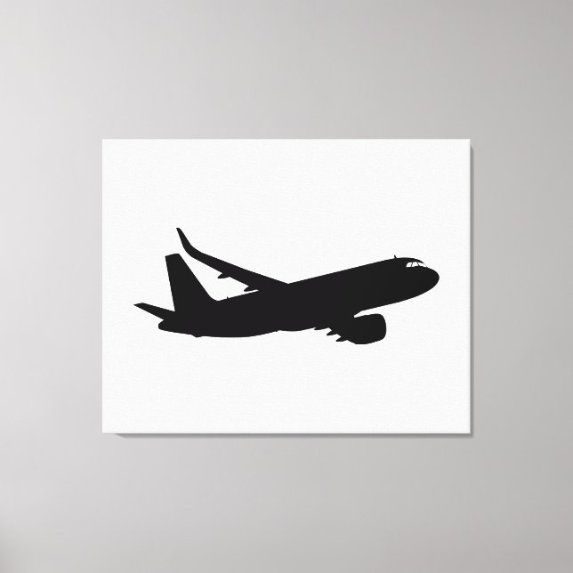 Aircraft Jet Liner Black Silhouette to customise Canvas Print (Front)