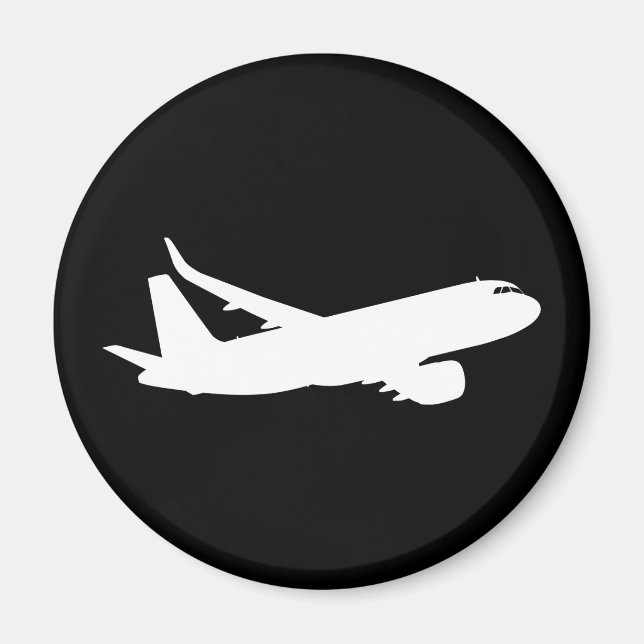 Aircraft Jet Liner Silhouette Flying Black Decor Magnet (Front)