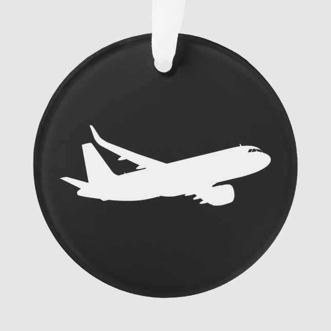Aircraft Jet Liner Silhouette Flying Black Decor Ornament (Front)