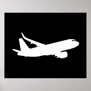 Aircraft Jet Liner White Silhouette Flying Decor