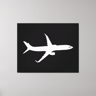 Aircraft JetLiner White Silhouette Flying Canvas Print