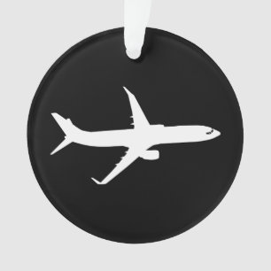 Aircraft JetLiner White Silhouette Flying Ornament