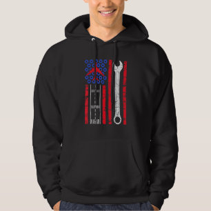 Aircraft Mechanic Aeroplane Aviation Usa Flag Wren Hoodie