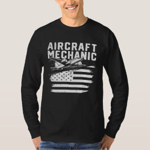 Aircraft Mechanic American Flag Aeroplane Vintage  T-Shirt