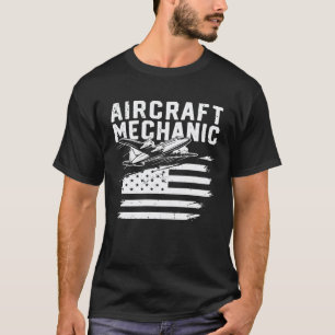 Aircraft Mechanic American Flag Aeroplane Vintage  T-Shirt