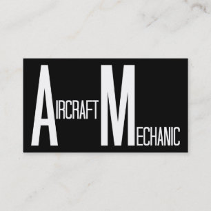 Aircraft Mechanic Black and White Business Card