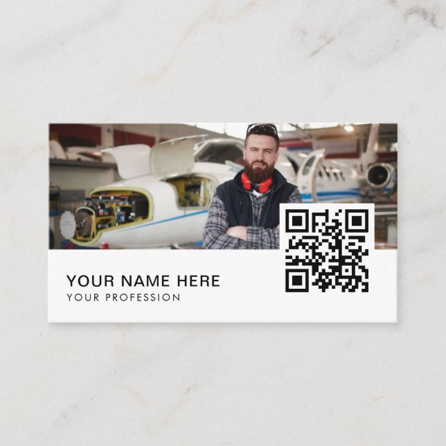 aircraft mechanic business cards QR Code  (Front)