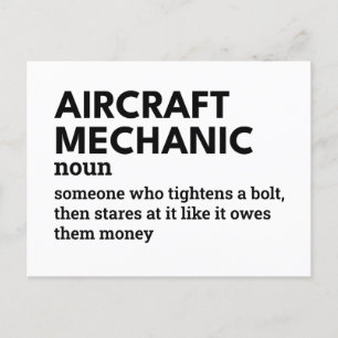 Aircraft Mechanic – Clever Job Definition Holiday Postcard