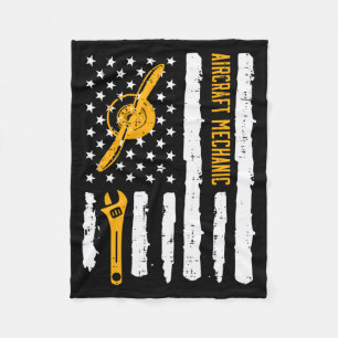 Aircraft Mechanic Flag 4th Of July Patriot Men Fleece Blanket