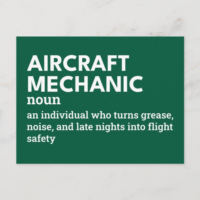 Aircraft Mechanic – Funny Job Definition Holiday Postcard (Front)