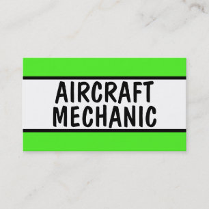 Aircraft Mechanic Neon Green Business Card