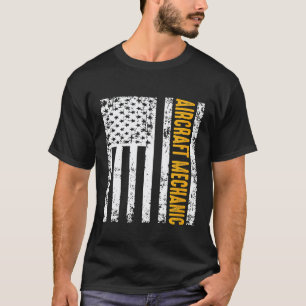 Aircraft Mechanic Usa Flag Aeroplane T-Shirt