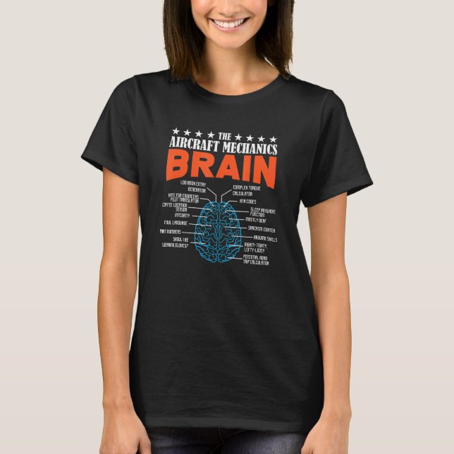 Aircraft Mechanics Brain Aviation T-Shirt (Front)
