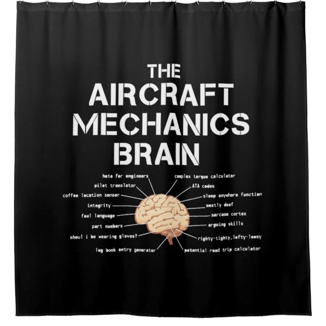 Aircraft Mechanics Brain Funny Airplane Helicopter Shower Curtain (Front)
