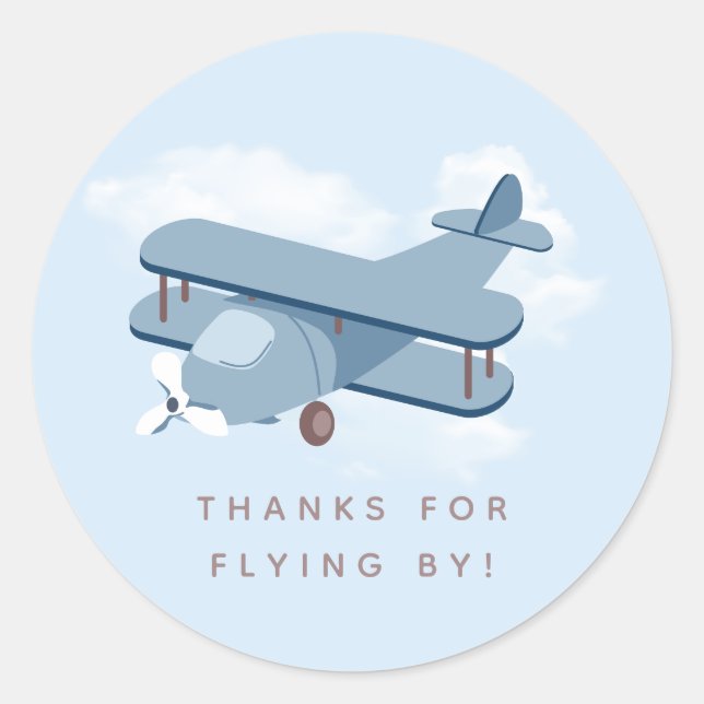 Aircraft Pilot Boy's Birthday Classic Round Sticker (Front)