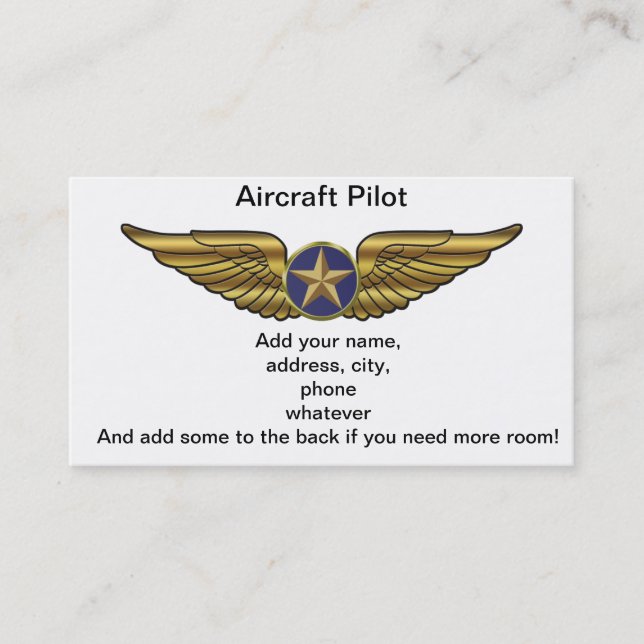 Aircraft Pilot Business Card (Front)