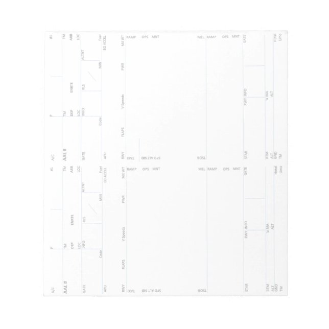 Aircrew Flight Deck Notes Card (Vertical) 4 (Front)