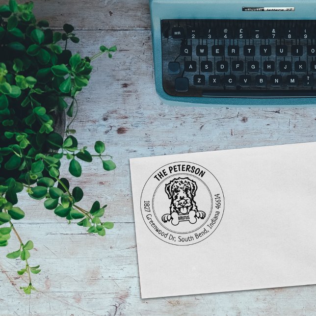 Airdale Terrier Dog Family Return Address  Rubber Stamp (Creator Uploaded)