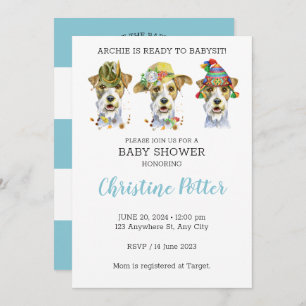 Airdale Terrier Puppy Theme Baby Shower Invitation
