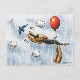 Aire-Balloon Airedale Terrier Postcard