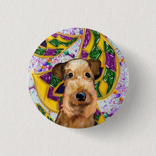 AIREDALE        3 CM ROUND BADGE (Front)