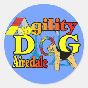 Airedale_Agility Gifts Classic Round Sticker