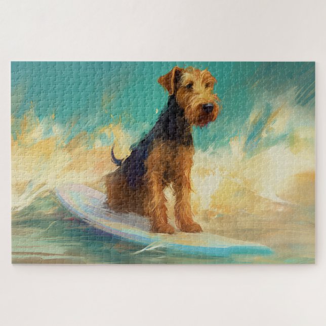 Airedale Beach Surfing Painting  Jigsaw Puzzle (Horizontal)