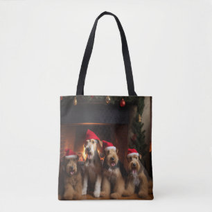 Airedale by the Fireplace Christmas  Tote Bag
