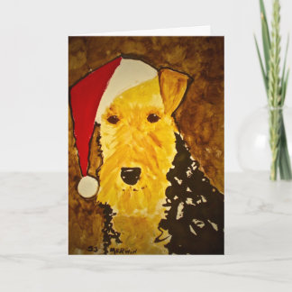 Airedale Christmas Card: "Santa Paws" Holiday Card