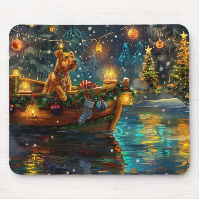 Airedale Christmas Festive Voyage Mouse Pad (Front)