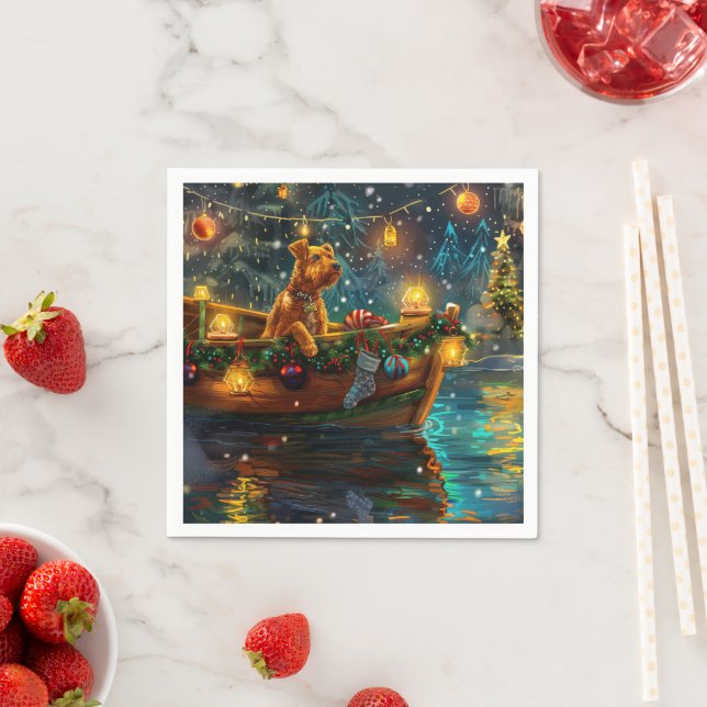 Airedale Christmas Festive Voyage Napkin (Insitu)