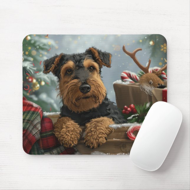 Airedale Dog Christmas Festive  Mouse Pad (With Mouse)
