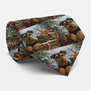 Airedale Dog Christmas Festive  Tie