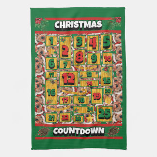 Airedale Dog Countdown Christmas Advent Calendar Tea Towel