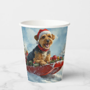 Airedale Dog in Sledge Let it Snow Christmas Paper Cups