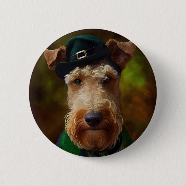 airedale dog in St. Patrick's Day 6 Cm Round Badge (Front)