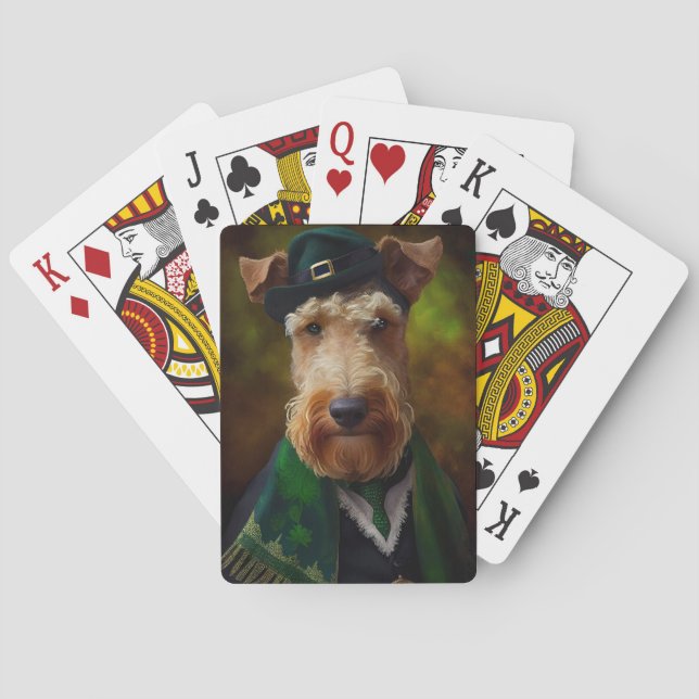 airedale dog in St. Patrick's Day Playing Cards (Back)