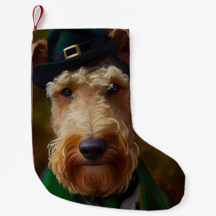 airedale dog in St. Patrick's Day Small Christmas Stocking