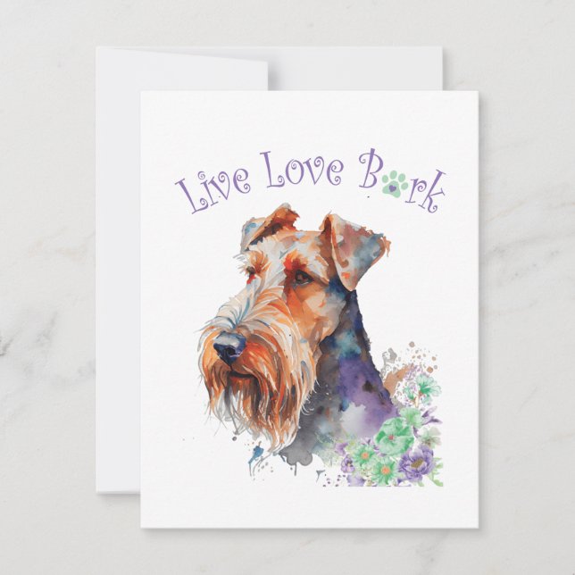 Airedale Dog Mum Floral Card (Front)