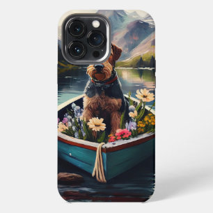 Airedale Dog on a Paddle: A Scenic Adventure iPhone 13 Pro Max Case