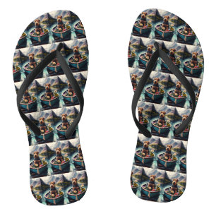 Airedale Dog on a Paddle: A Scenic Adventure Jandals