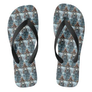 Airedale Dog Riding Motorcycle Christmas Jandals