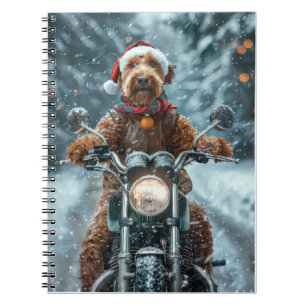Airedale Dog Riding Motorcycle Christmas Notebook
