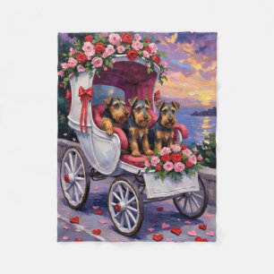 Airedale Dog Valentine's Day  Fleece Blanket